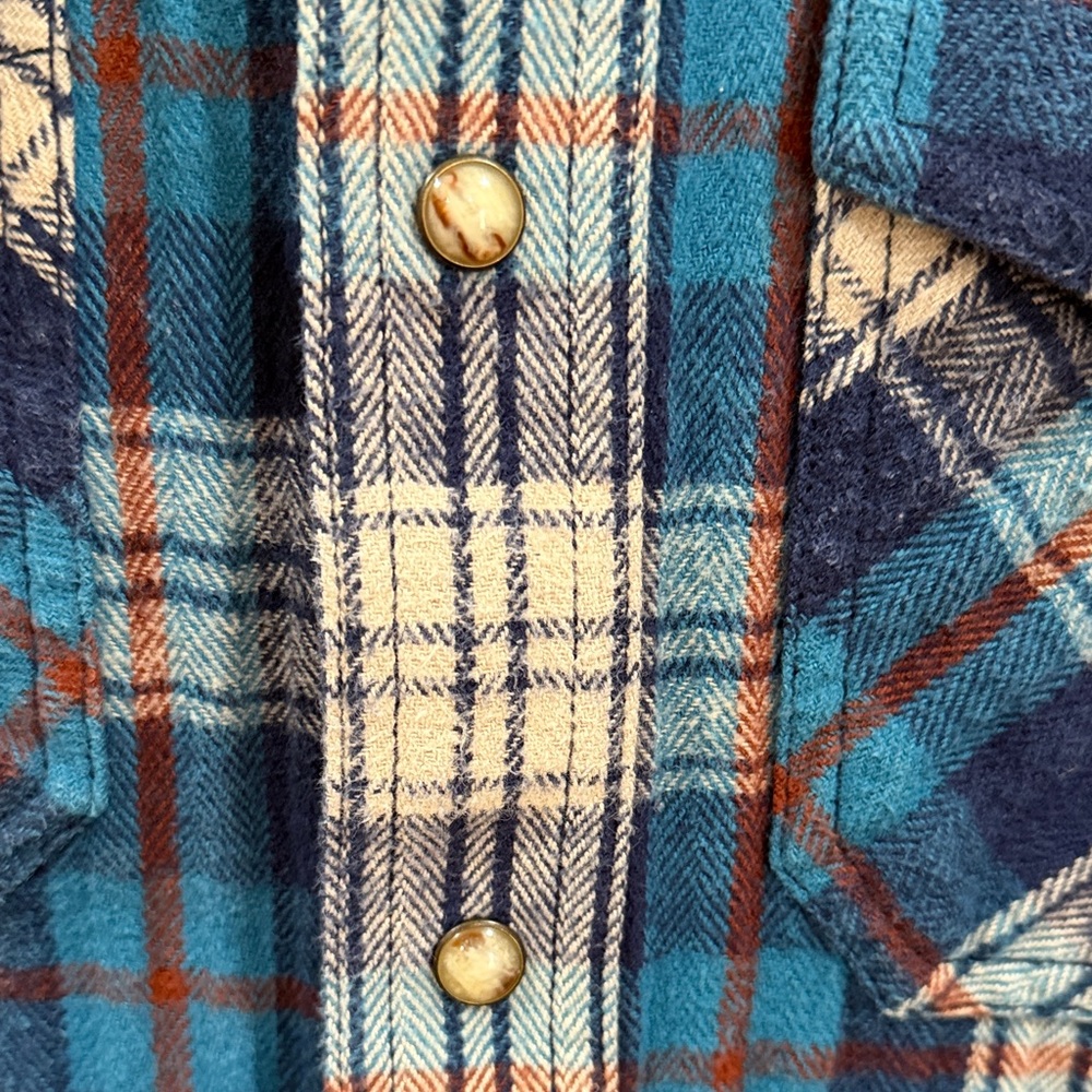 Ariat Men's Halmaty Blue and white Plaid retro fit Shirt size small - Picture 3 of 11